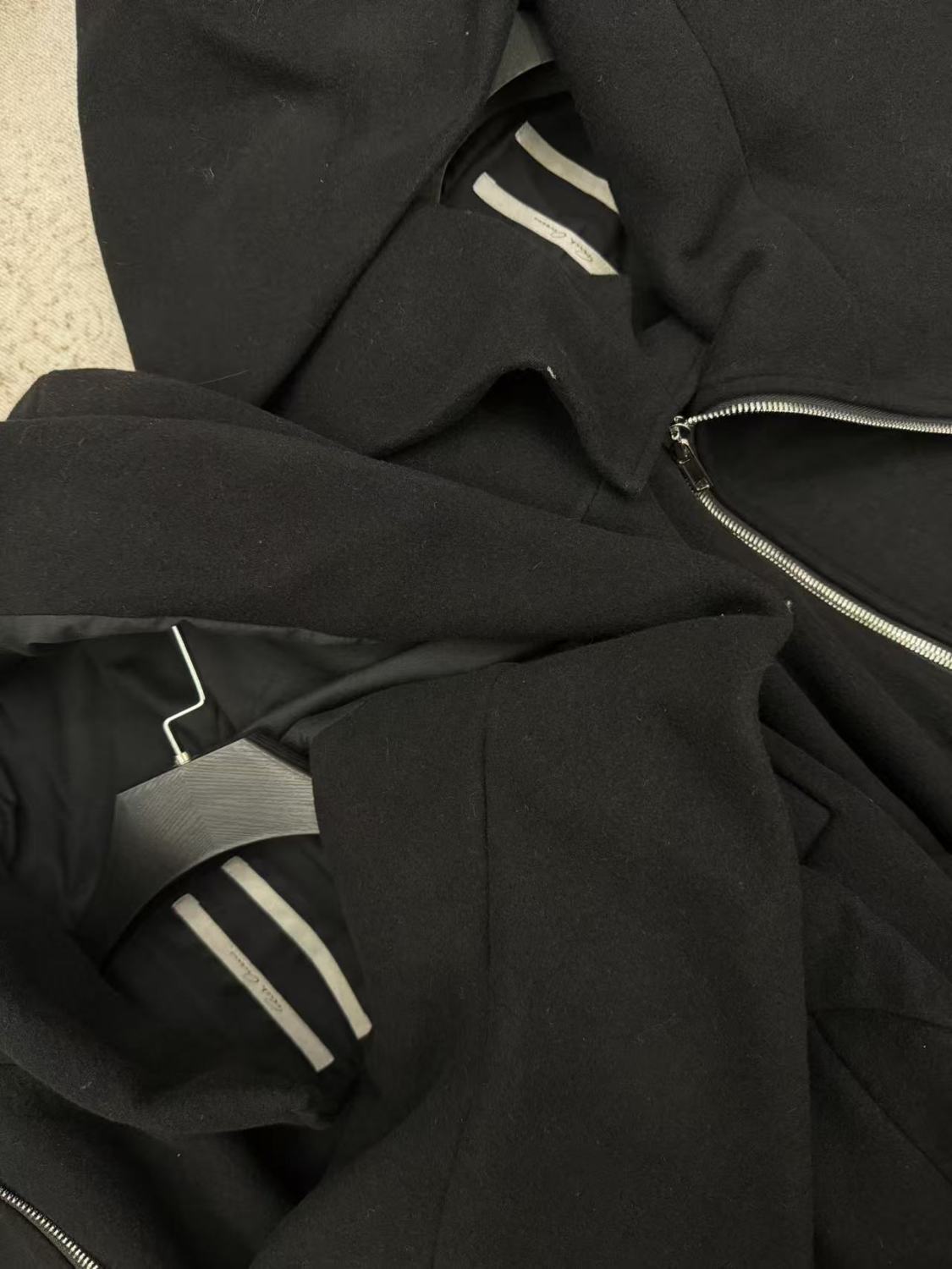 Rick Owens Cropped Hooded Fligh Jacket Black Virgin Wool Cropped Flight Jacket #332196