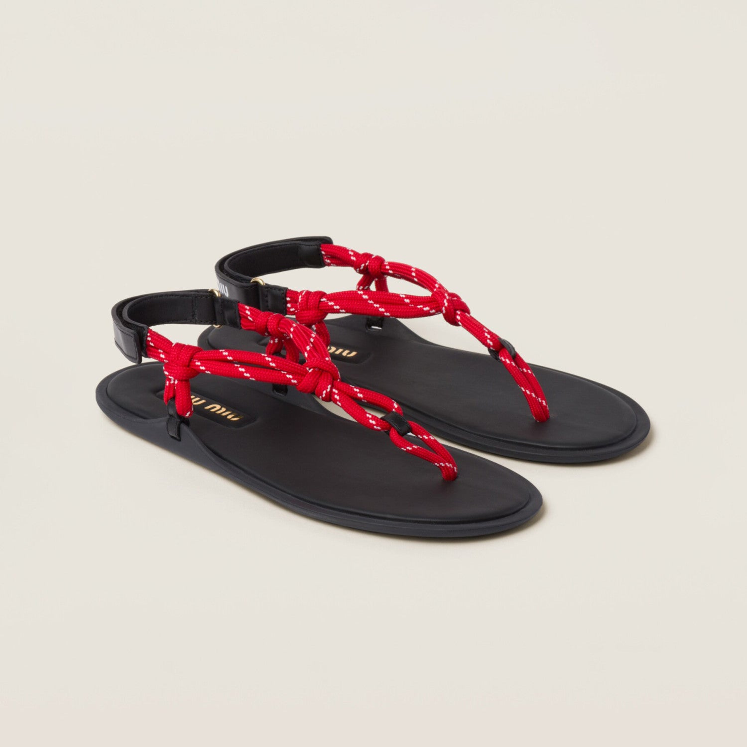 MiuMiu Women's Summer Fashion Casual Toe-exposed Strappy Leather Sandals Shoes #78431