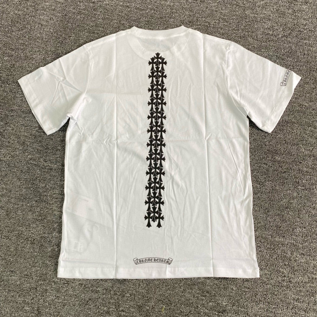 Chrome Hearts Men's Summer Solid Colour Cross Print Round Neck Cotton Short Sleeve T-Shirt #76816