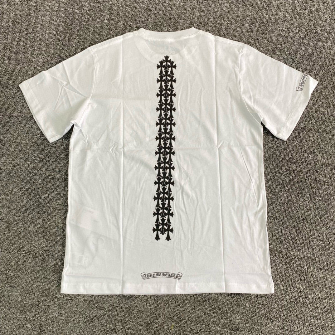 Chrome Hearts Men's Summer Solid Colour Cross Print Round Neck Cotton Short Sleeve T-Shirt #76816