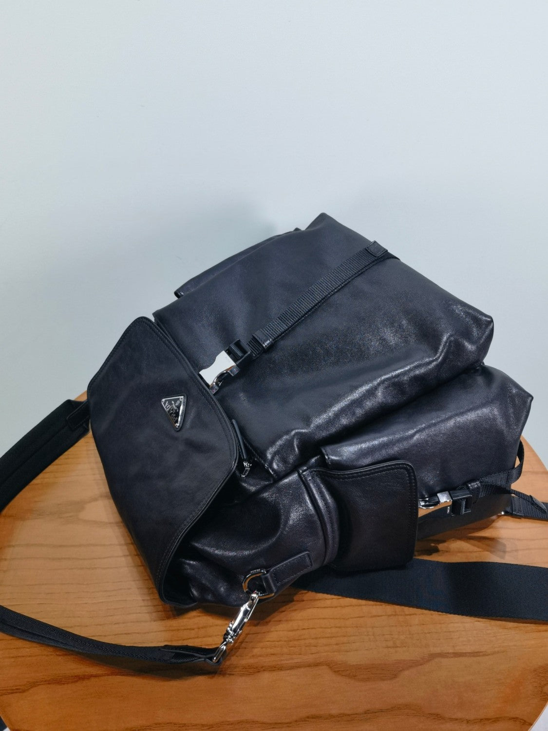 PRADA Black Prada Explore Leather Backpack #379556