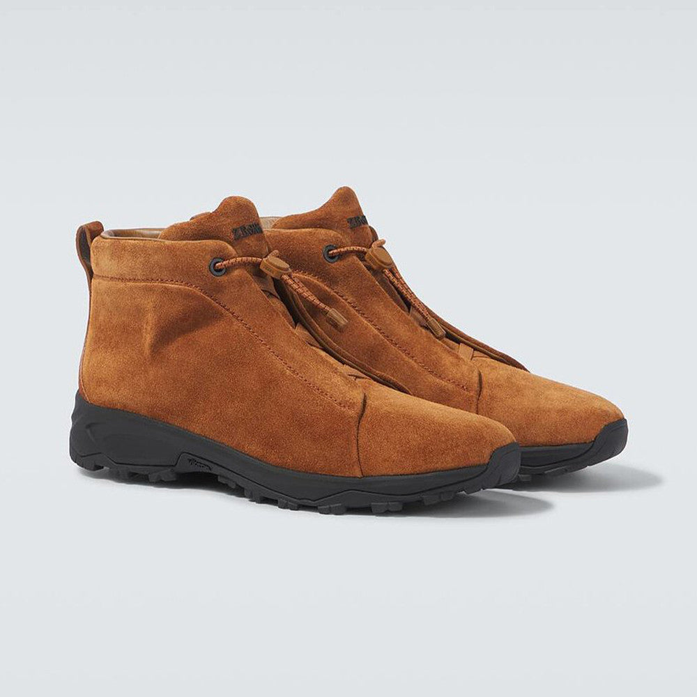 Ermenegildo Zegna Men's Suede Triple Stitch Vetta Luxury Casual Shoes Spring/Fall/Winter Lace-Up Round-Toe Low-Top Boots Shoes #81746