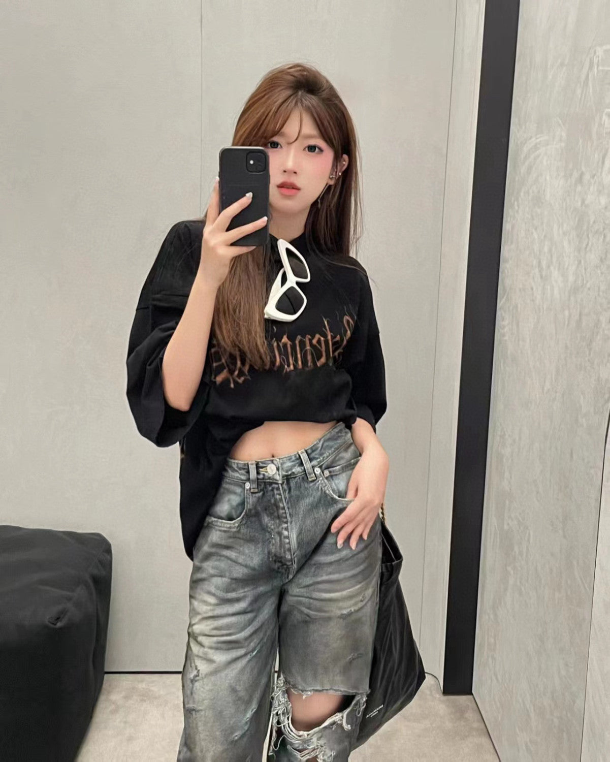 Balenciaga Men's And Women's Spring/Fall Fashion Casual Washed Distressed Relaxed Fit Ripped Jeans Pants #78978