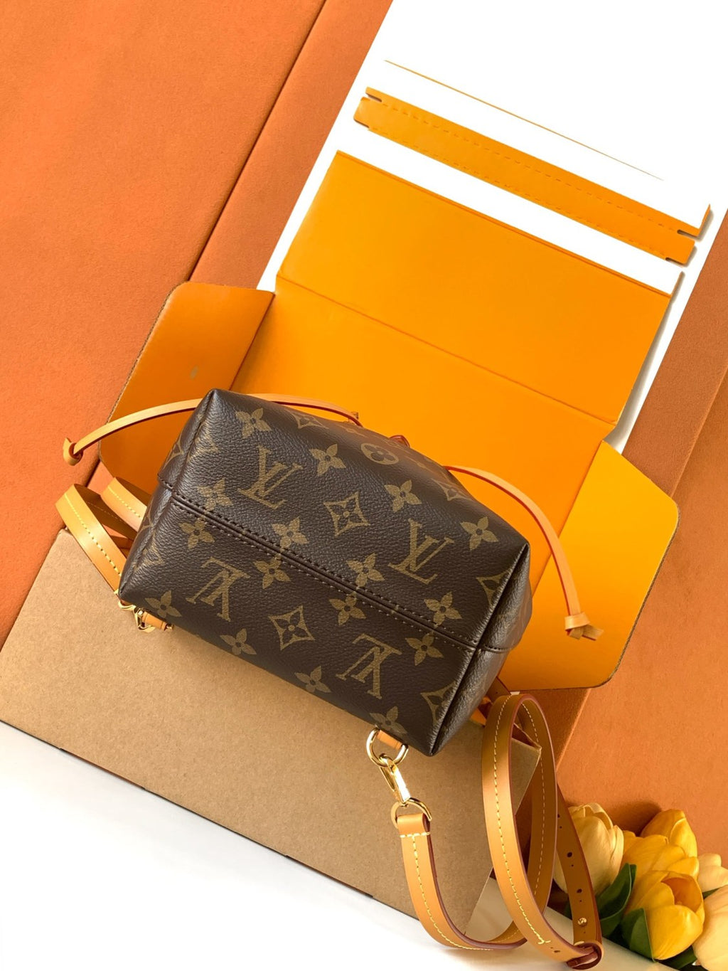 Louis Vuitton Montsouris Mini Women's Brown Letter Print Canvas and Leather Backpack Bag Bags #77525