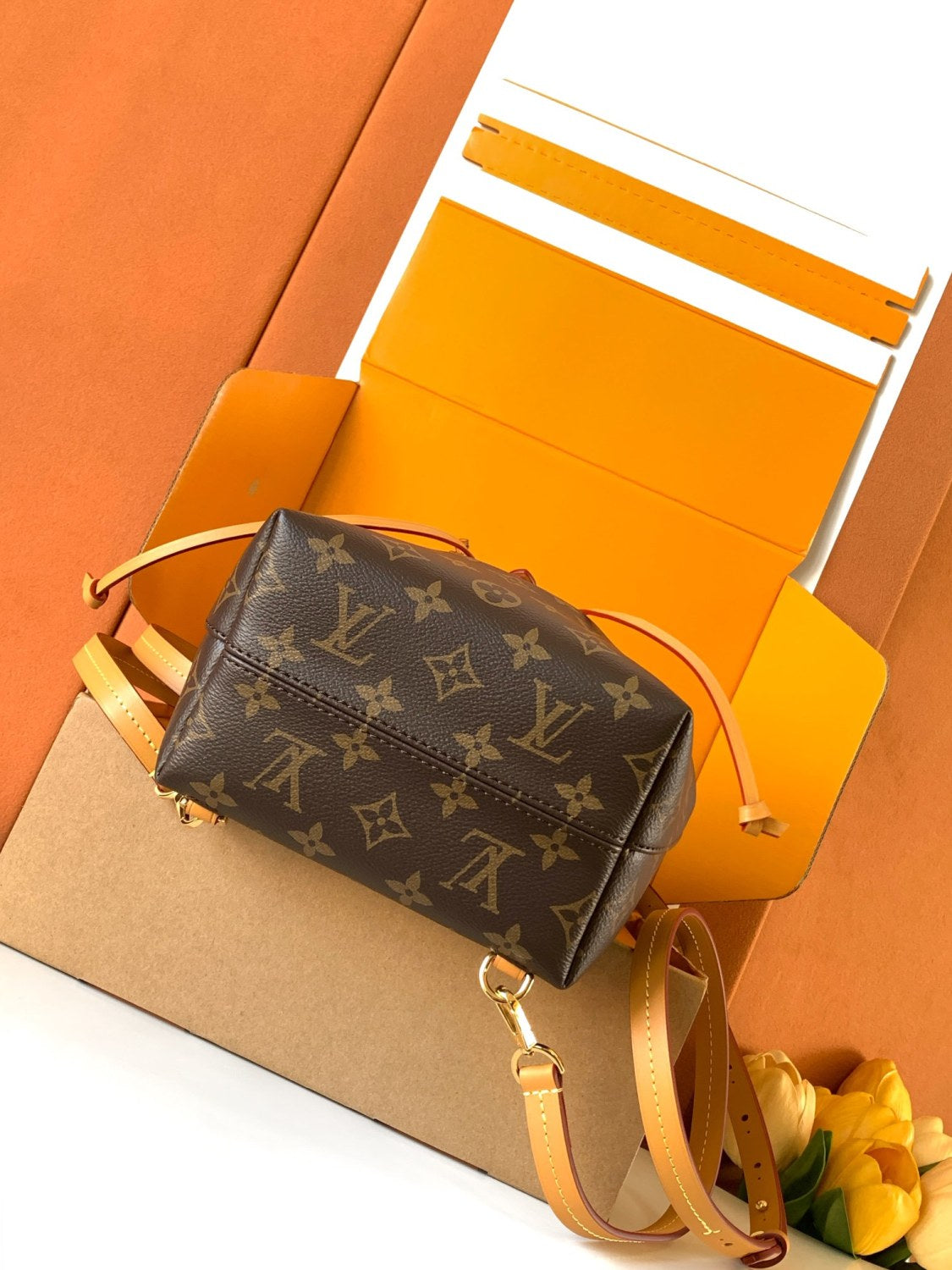 Louis Vuitton Montsouris Mini Women's Brown Letter Print Canvas and Leather Backpack Bag Bags #77525