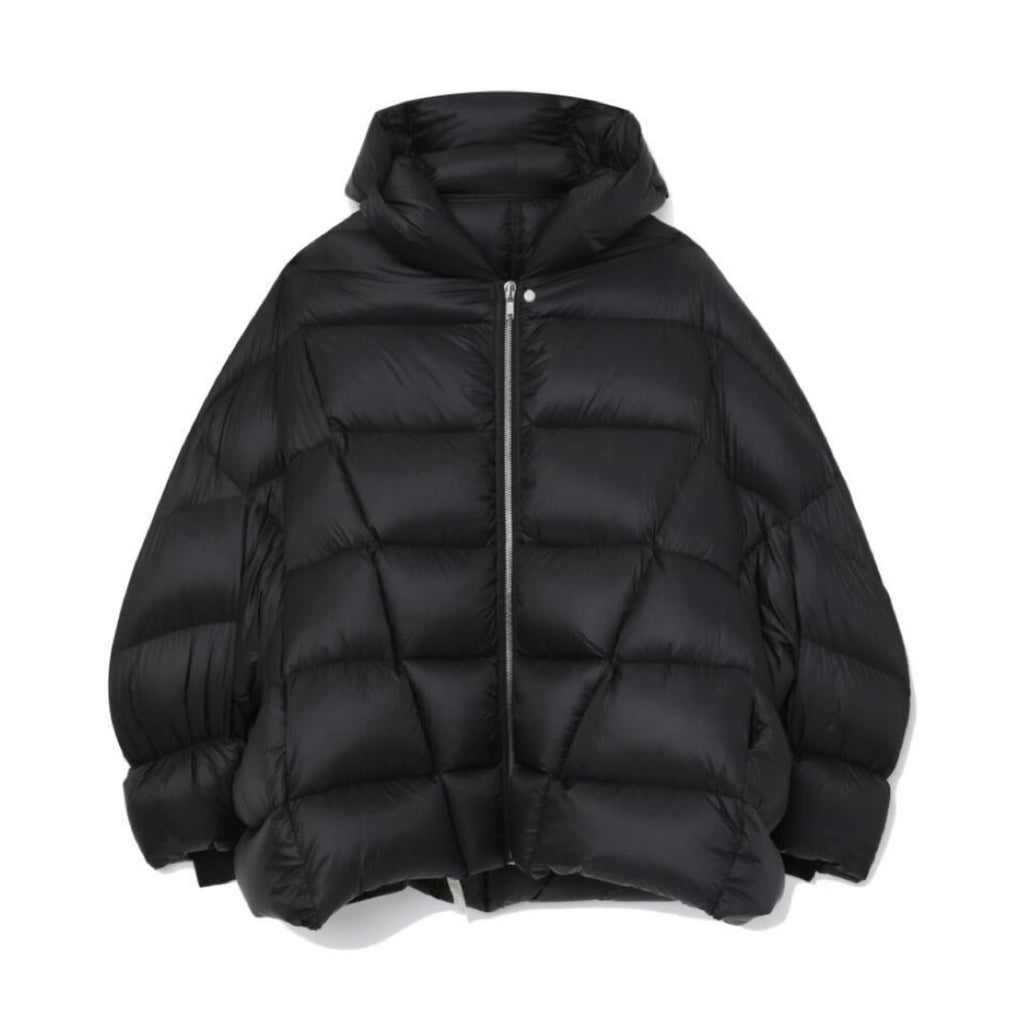 Rick Owens Men's Winter Diablo Style Solid Color Bat Sleeve Loose Hooded Long Sleeve Puffer Down Jacket Ngvp #8833