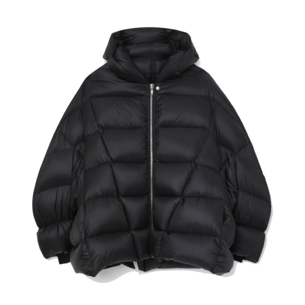 Rick Owens Men's Winter Diablo Style Solid Color Bat Sleeve Loose Hooded Long Sleeve Puffer Down Jacket Ngvp #8833