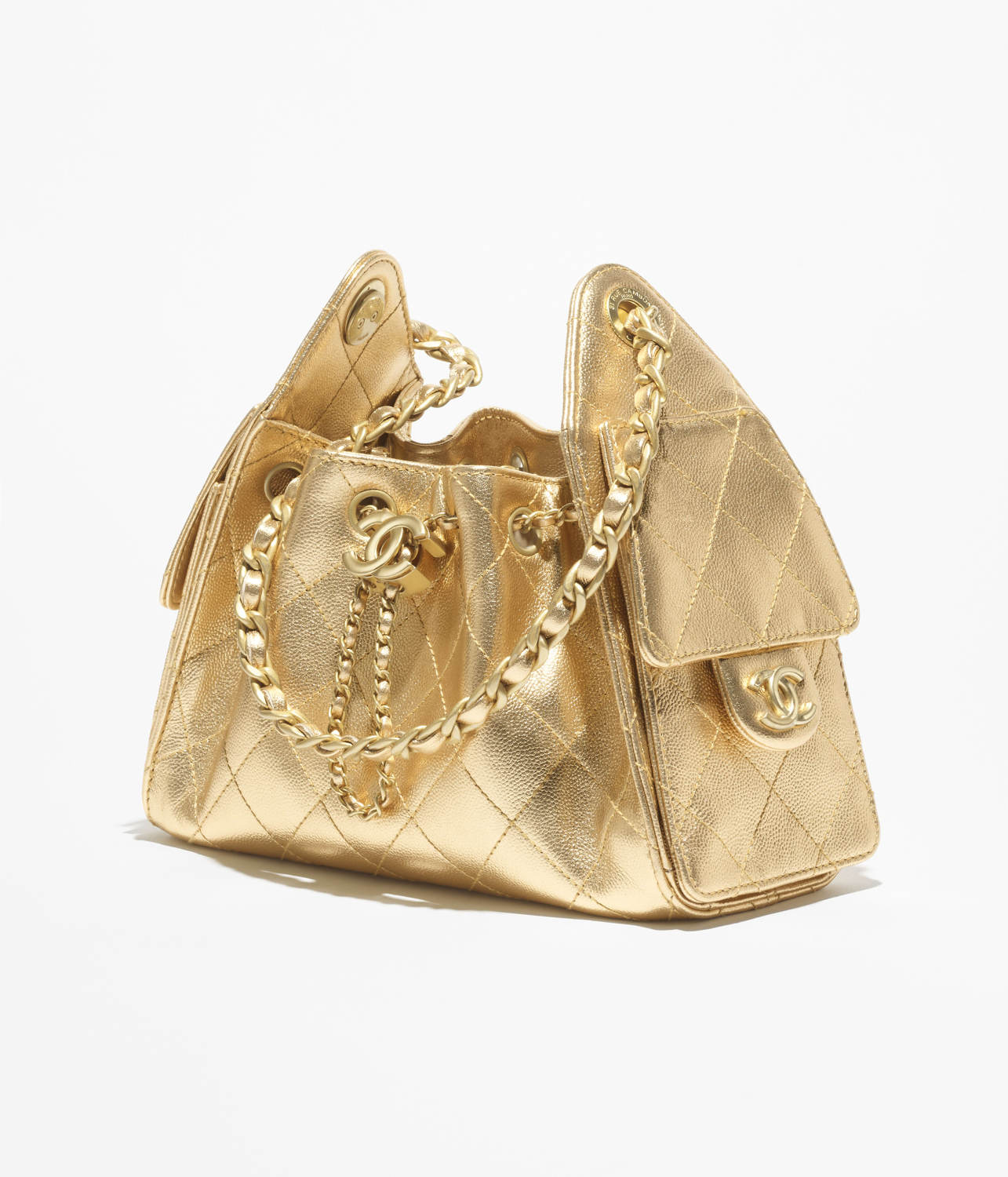 Chanel 25 Mini handbag Metallic Grained Calfskin #333968