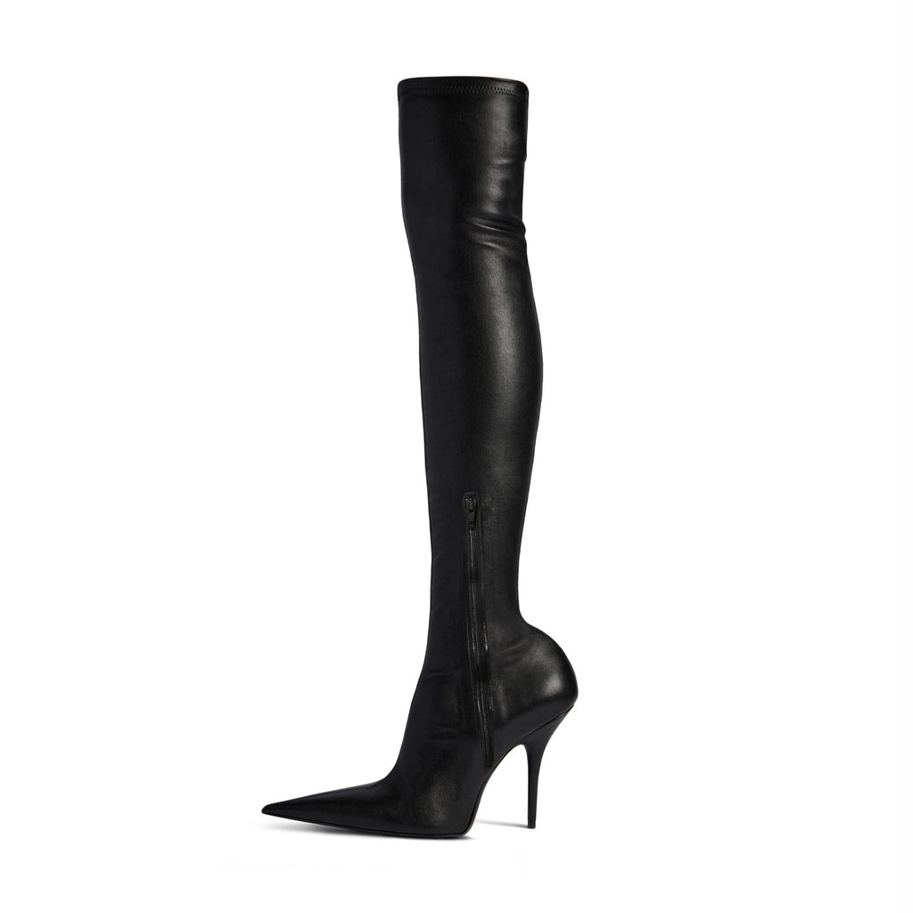 Balenciaga Women's Spring Summer Autumn AVENUE110mm Boots Solid Color Stretch Napa Sheepskin Boots Leather Pointed Toe Fine Heel Boots Casual Shoes Ngvp #2114