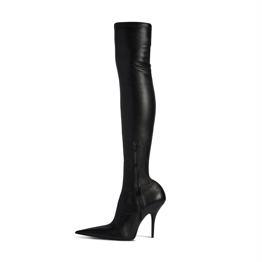 Balenciaga Women's Spring Summer Autumn AVENUE110mm Boots Solid Color Stretch Napa Sheepskin Boots Leather Pointed Toe Fine Heel Boots Casual Shoes Ngvp #2114