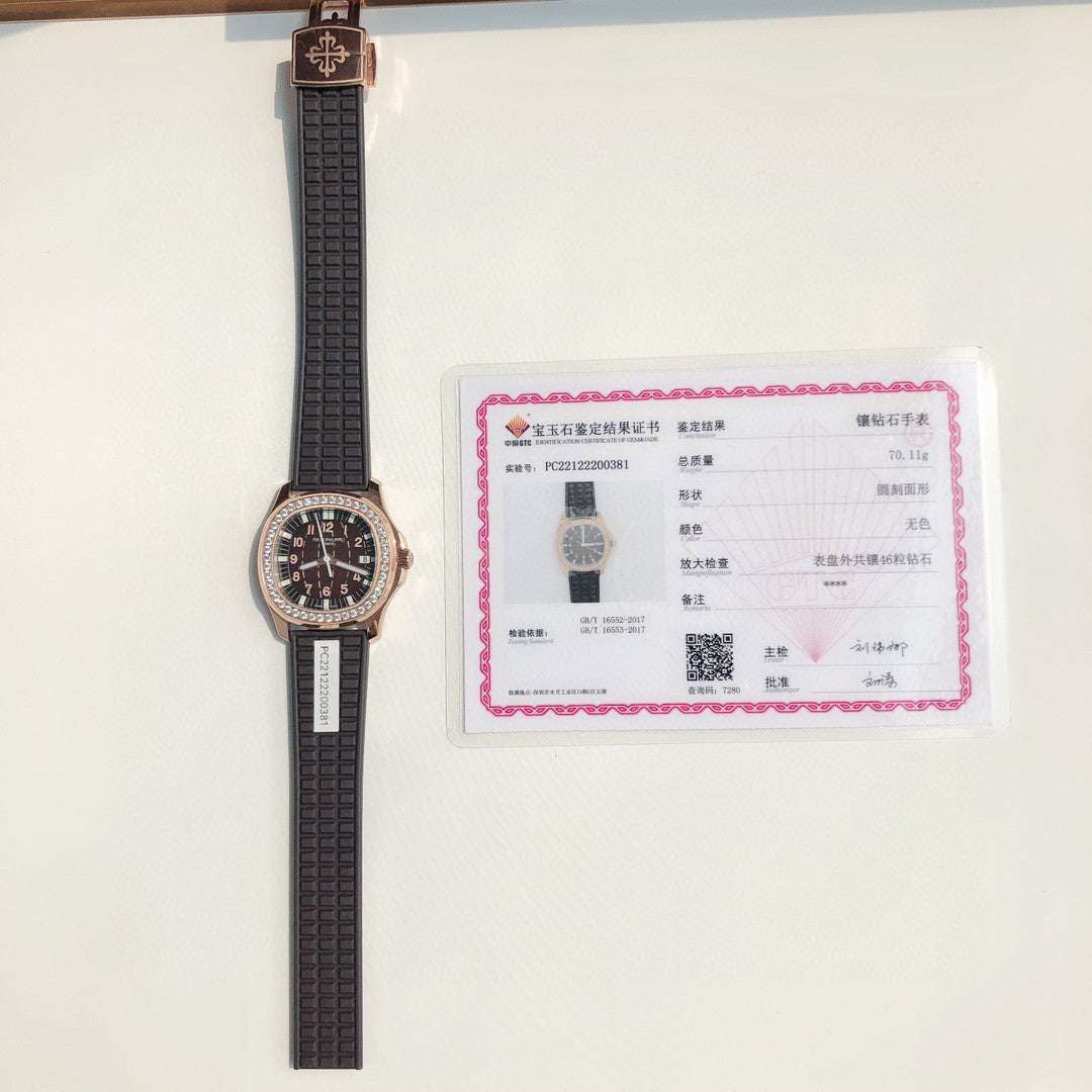 Patek Philippe Mechanical Watches With Diamonds On Silicone Straps Watch #96352