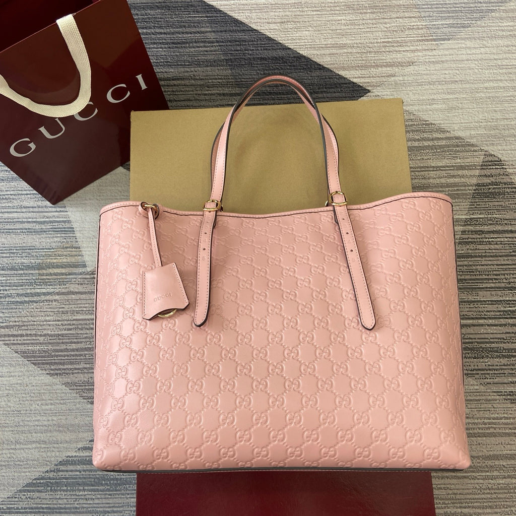 Gucci GG Emblem Debossed Leather Tote #335611