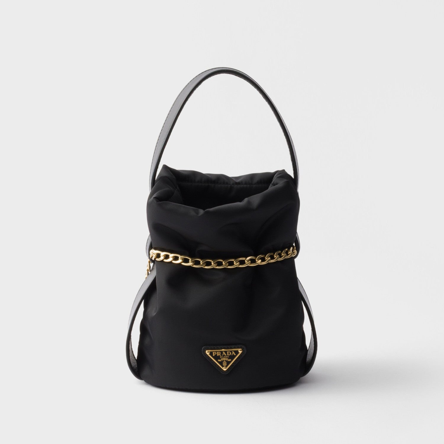 Prada Women's Solid Color Petit Sac Noir Re-Nylon with Nappa Leather Mini Shoulder Bag Bucket Tote Bags #78128