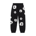 Denim Tears Men's And Women's Spring/fall Fashion Trend Solid Color Elastic Waist Tie Up Cotton Flower Foam Print American High Street Chic Brand Cuffed Sweatpants Long Pants #79536