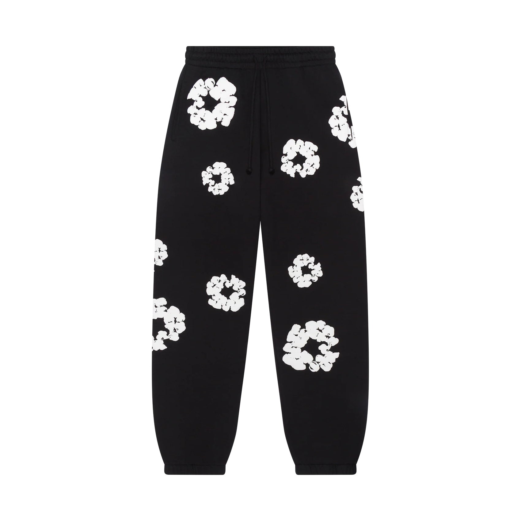 Denim Tears Men's And Women's Spring/fall Fashion Trend Solid Color Elastic Waist Tie Up Cotton Flower Foam Print American High Street Chic Brand Cuffed Sweatpants Long Pants #79536
