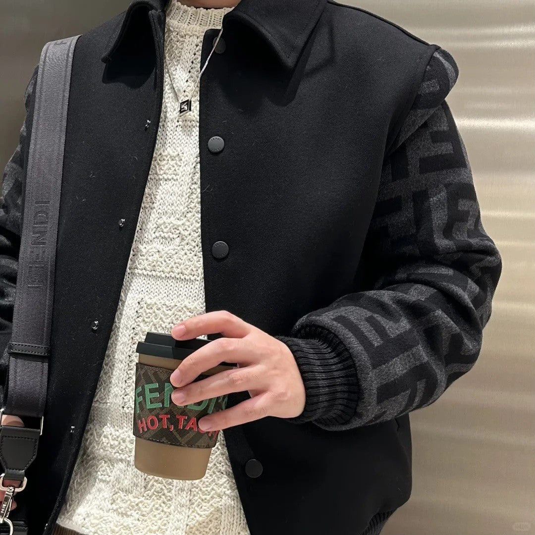 Fendi Men's Autumn and Winter Letter Printed Single Breasted Long Sleeve Baseball Jacket #75447