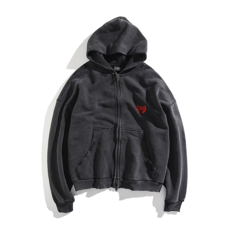 Balenciaga Men's And Women's Spring/Fall Fashion Casual Solid Color Letter Print Hooded Zipper and Hooded Pullover Long Sleeve Sweatshirt Jacket #78935