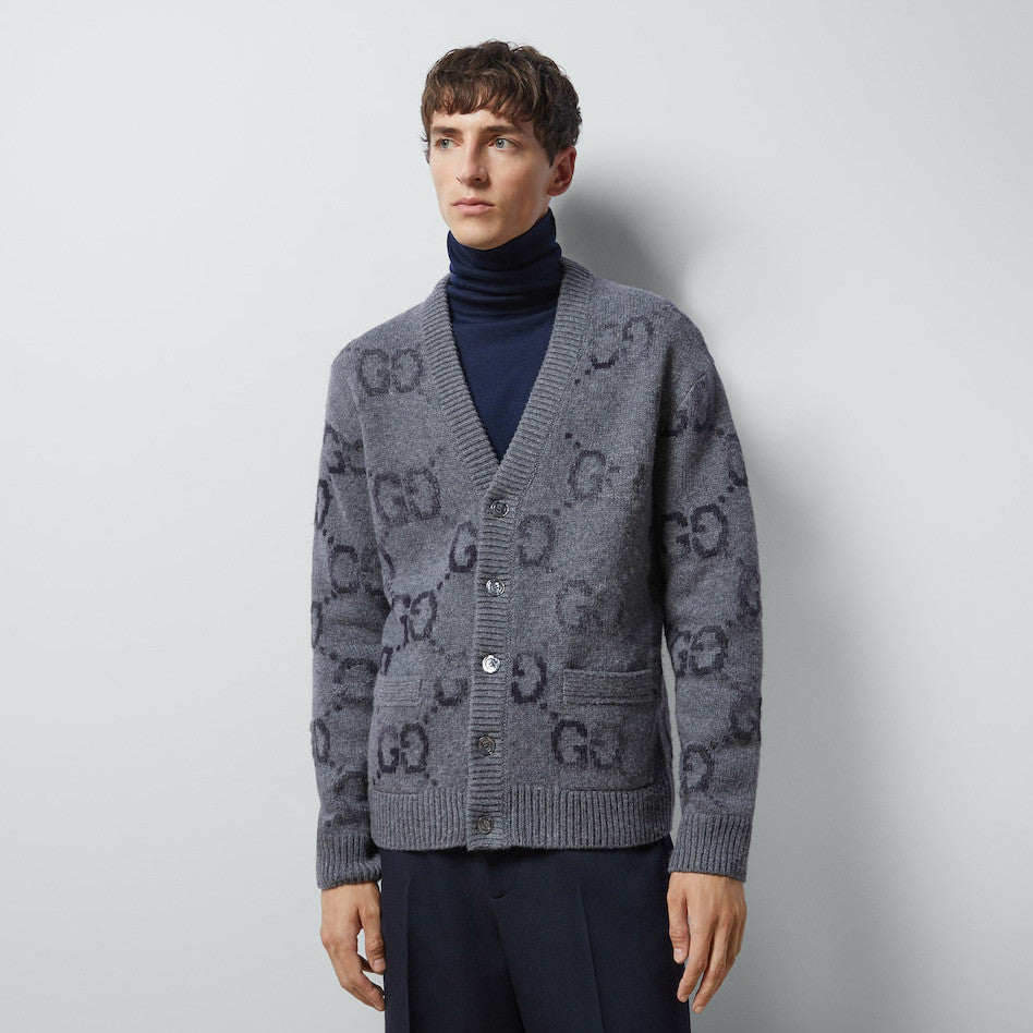 Gucci Men's And Women's Spring And Autumn Solid Color Logo Print Single-breasted V-neck Long Sleeve Cashmere Cardigan Jacket #78173