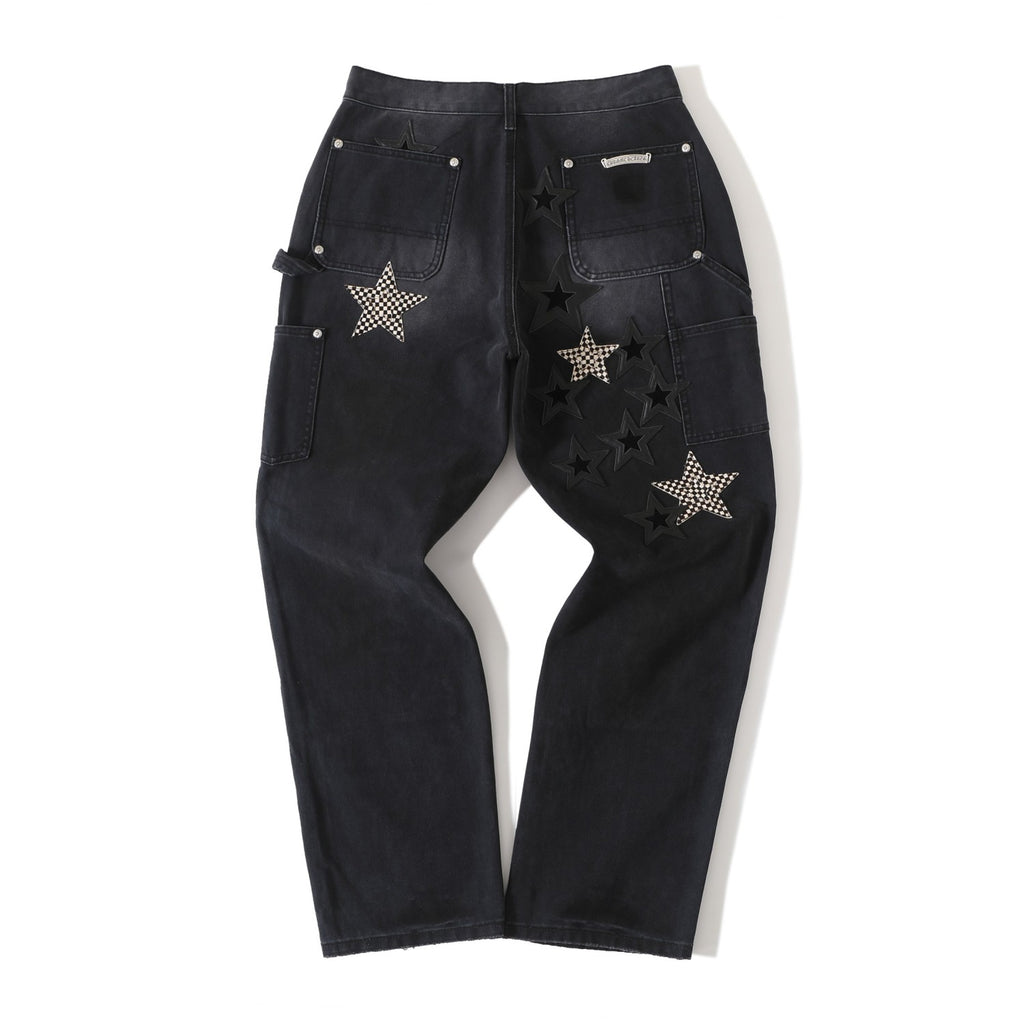 Chrome Hearts Men's And Women's Spring/Fall Fashion Casual Waist Button Star Icon Vintage Washed Carhartt Work Pants #79519