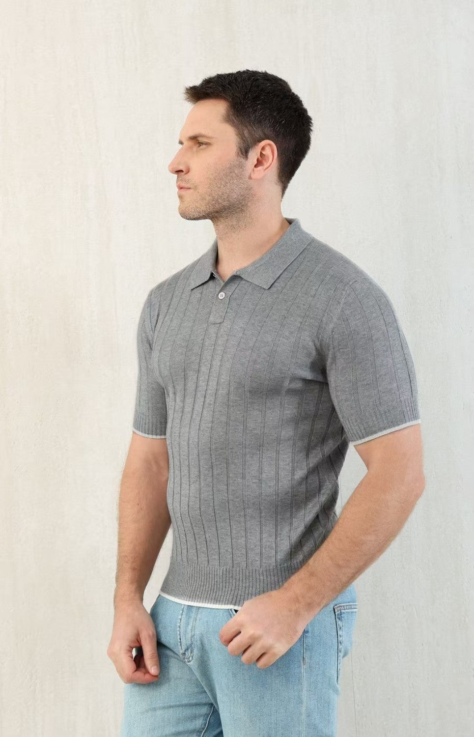 Brunello Cucinelli Men's Spring And Summer Solid Color Lapel Fitted Short Sleeve Polo Shirt Ngvp #1447
