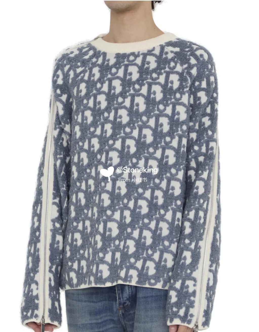 Dior Men's Spring. Autumn and Winter Oblique Printed Round Neck Long Sleeve Solid Color Fitted Sweater #72184