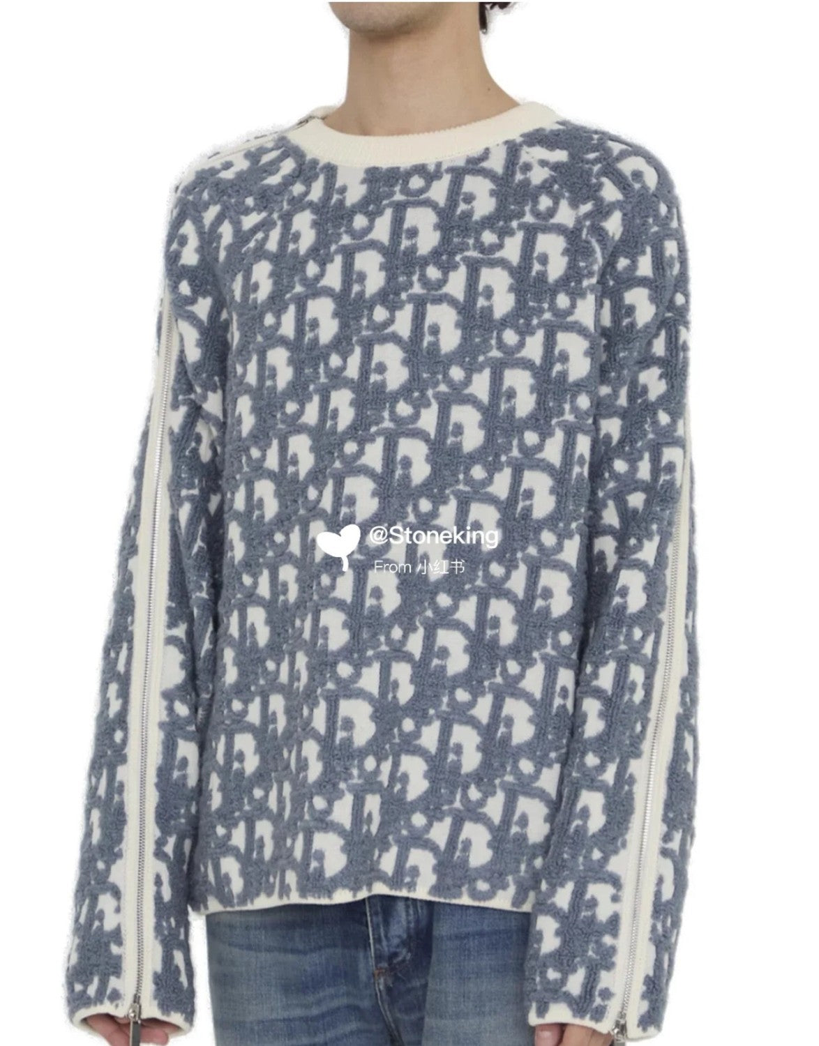 Dior Men's Spring. Autumn and Winter Oblique Printed Round Neck Long Sleeve Solid Color Fitted Sweater #72184