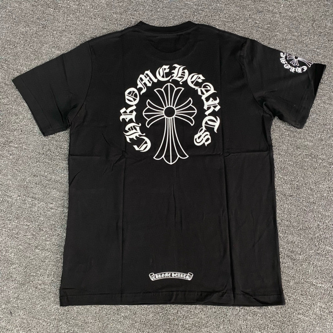 Chrome Hearts Men's Summer Solid Color Cross Print Round Neck Cotton Short Sleeve T-Shirt #77173