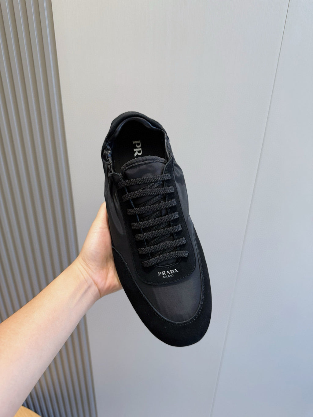 Prada Men's And Women's Spring/fall Fashion Classic Round Toe Lace Up Solid Color Leather Low Top Flat Sneakers Shoes #79215
