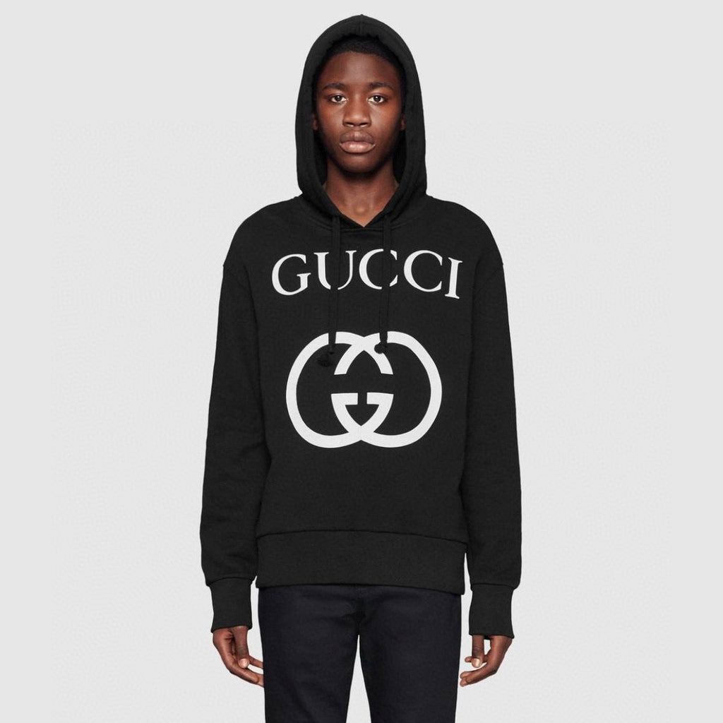 Gucci Men's Spring And Autumn Cotton Logo Printed Solid Color High Street Style Fitted Long Sleeve Hooded Sweatshirt #71448
