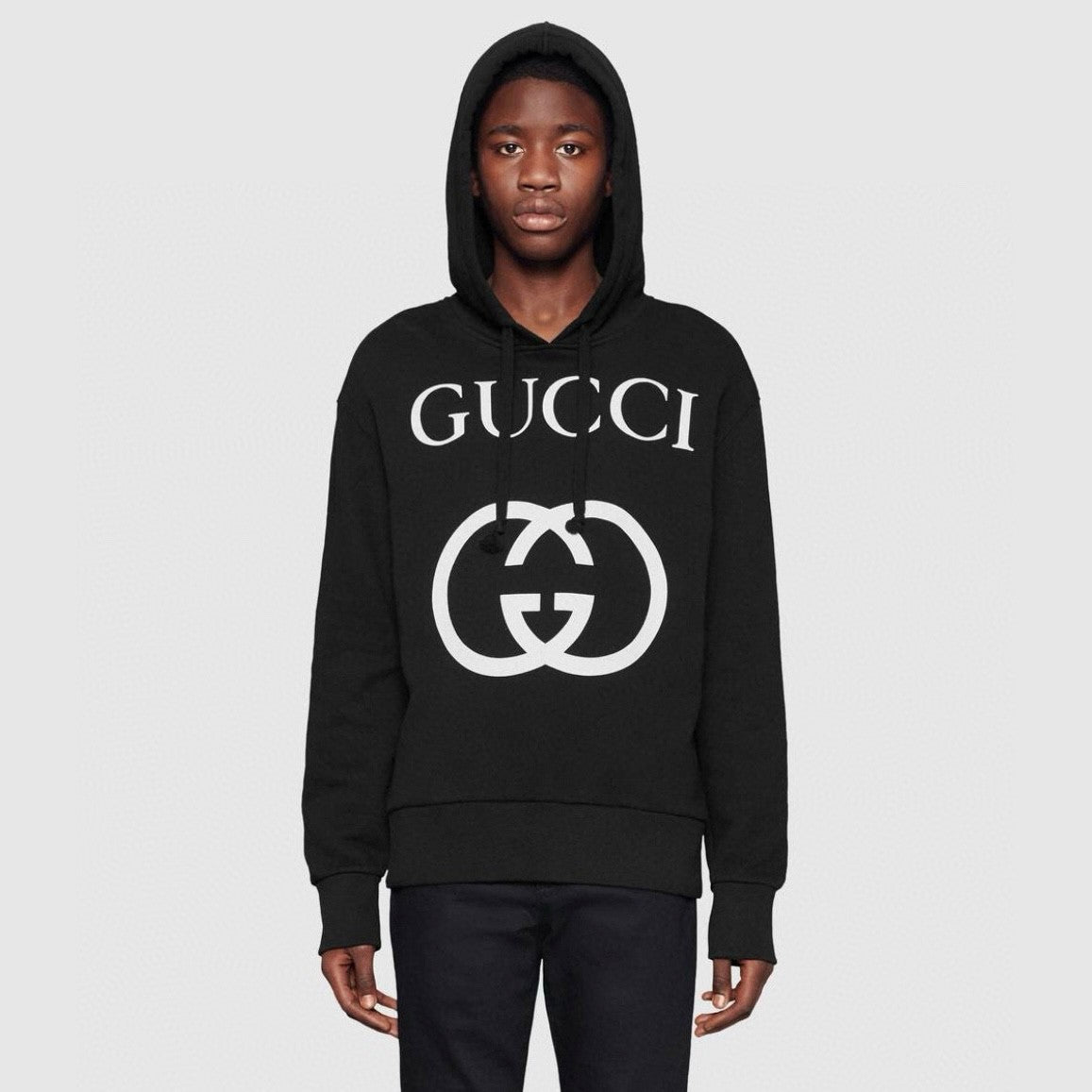 Gucci Men's Spring And Autumn Cotton Logo Printed Solid Color High Street Style Fitted Long Sleeve Hooded Sweatshirt #71448
