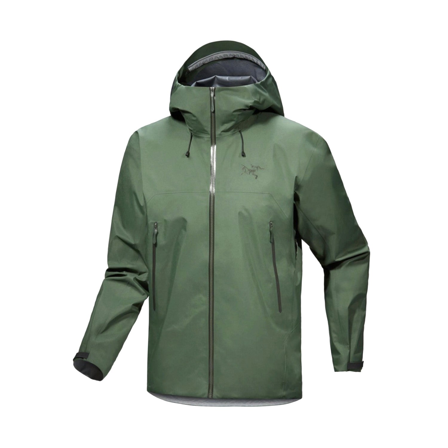 Arcteryx Men's Autumn and Winter Solid Color Waterproof Fabric Hooded Zipper Long Sleeve Jacket #76354