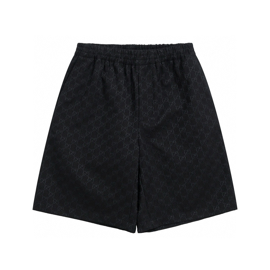 Gucci Men's Summer Black Full Printed Linen Short Sleeve Lapel Cotton Shirt Stretch Shorts Suit Set #98562