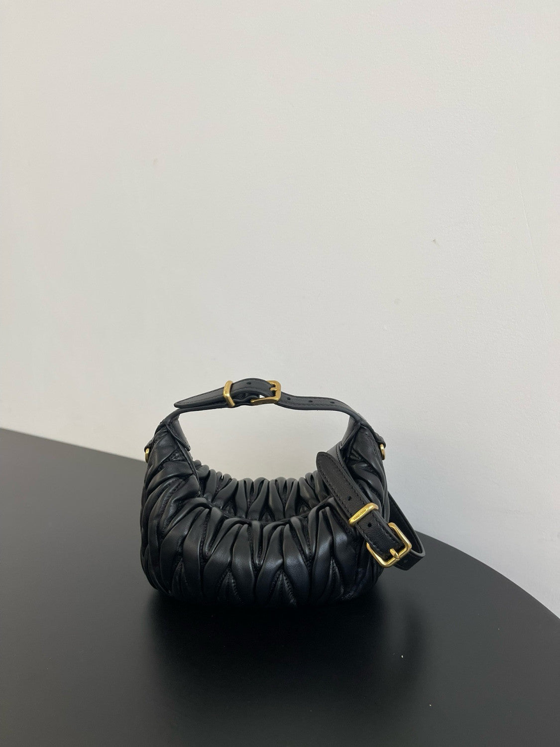 MiuMiu Matelassé Nappa Soft Leather Makeup Bag Black #334668