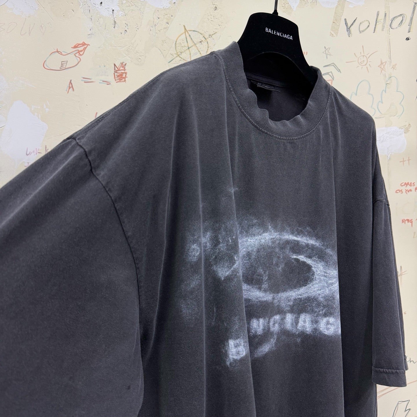 Balenciaga Top-quality Version Washed Crayon Loop T-shirt Medium Fit #336944
