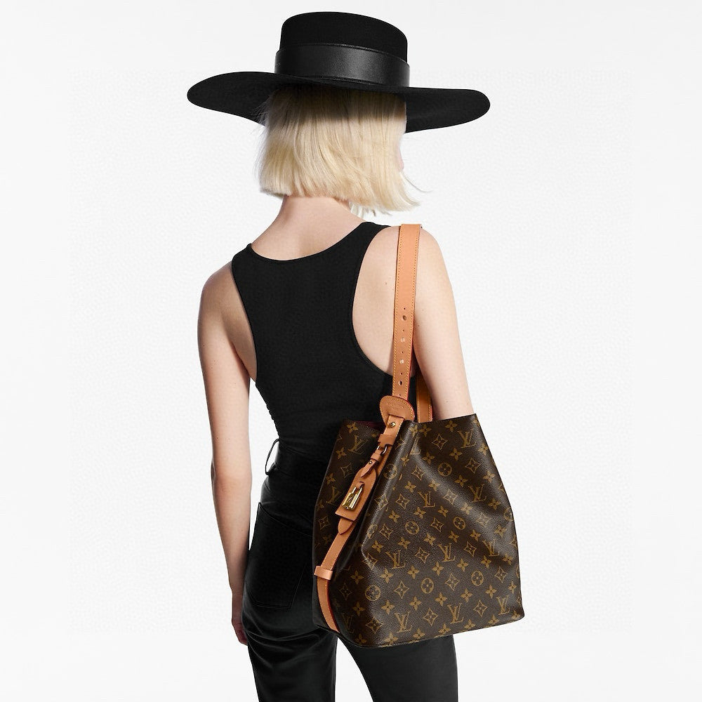 Louis Vuitton All In GM Women's Brown Letter Printed Removable Zipper Inside Pocket Coated Canvas Shoulder Tote Bag Bags #75488