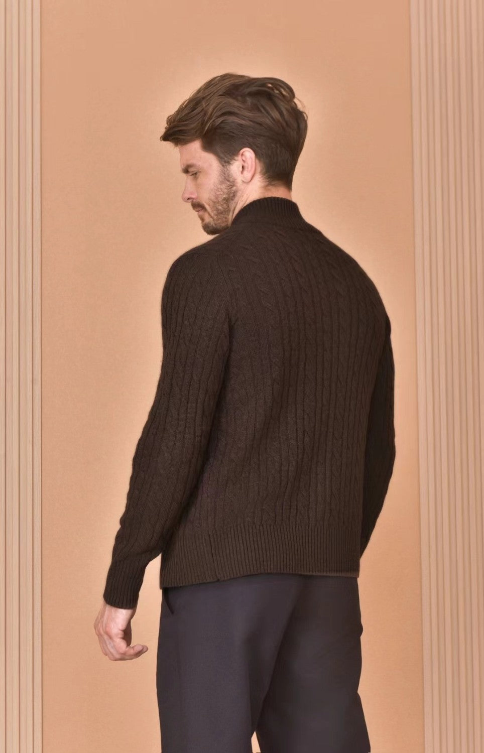 Loro Piana Men's Autumn And Winter Solid Color Zipper Half High Neck Knit Sweater Long Sleeve Jacket Ngvp #9392