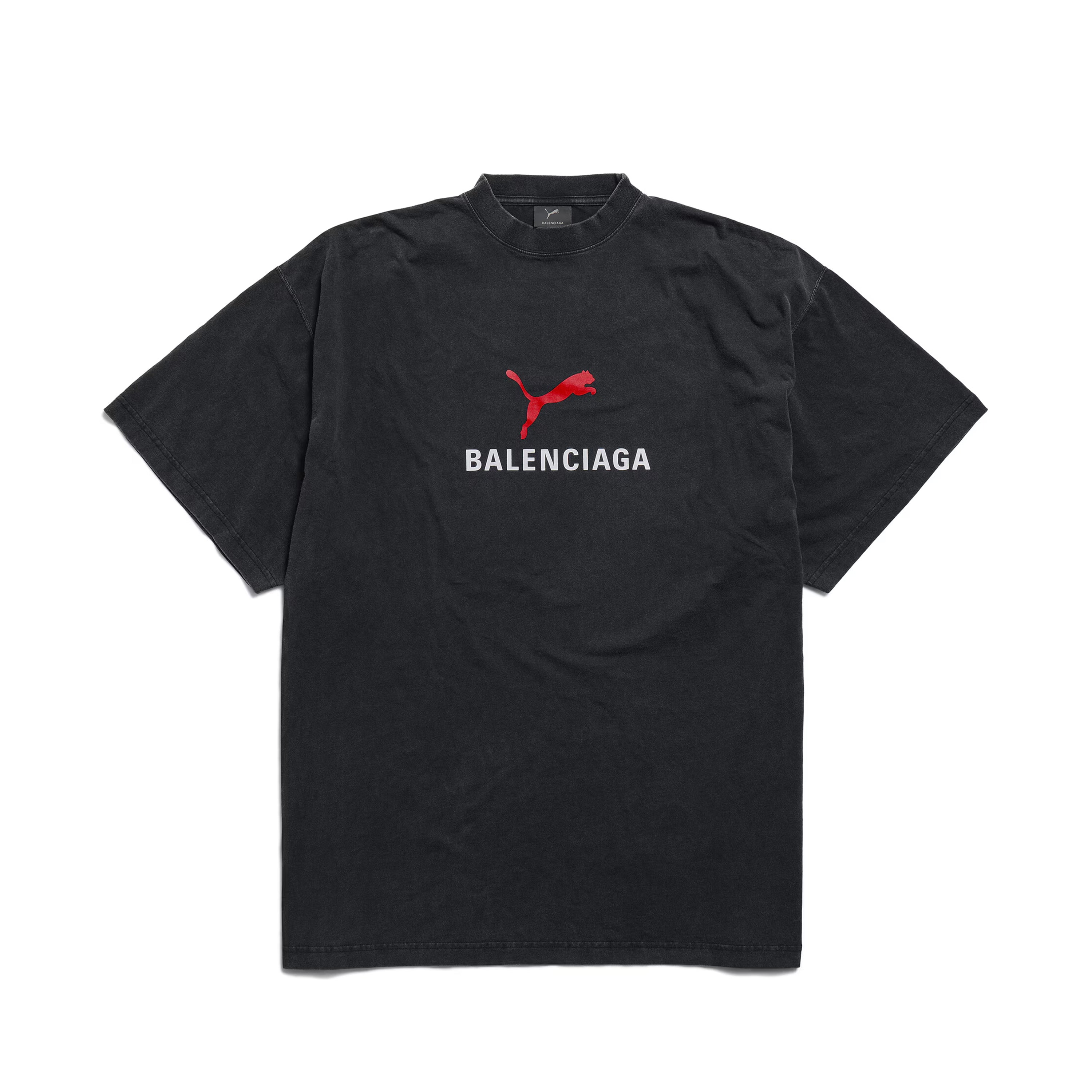 Balenciaga x Puma Men's Women's Summer Oversized Crew Neck Cotton Solid Color Short Sleeve T-Shirt #77853