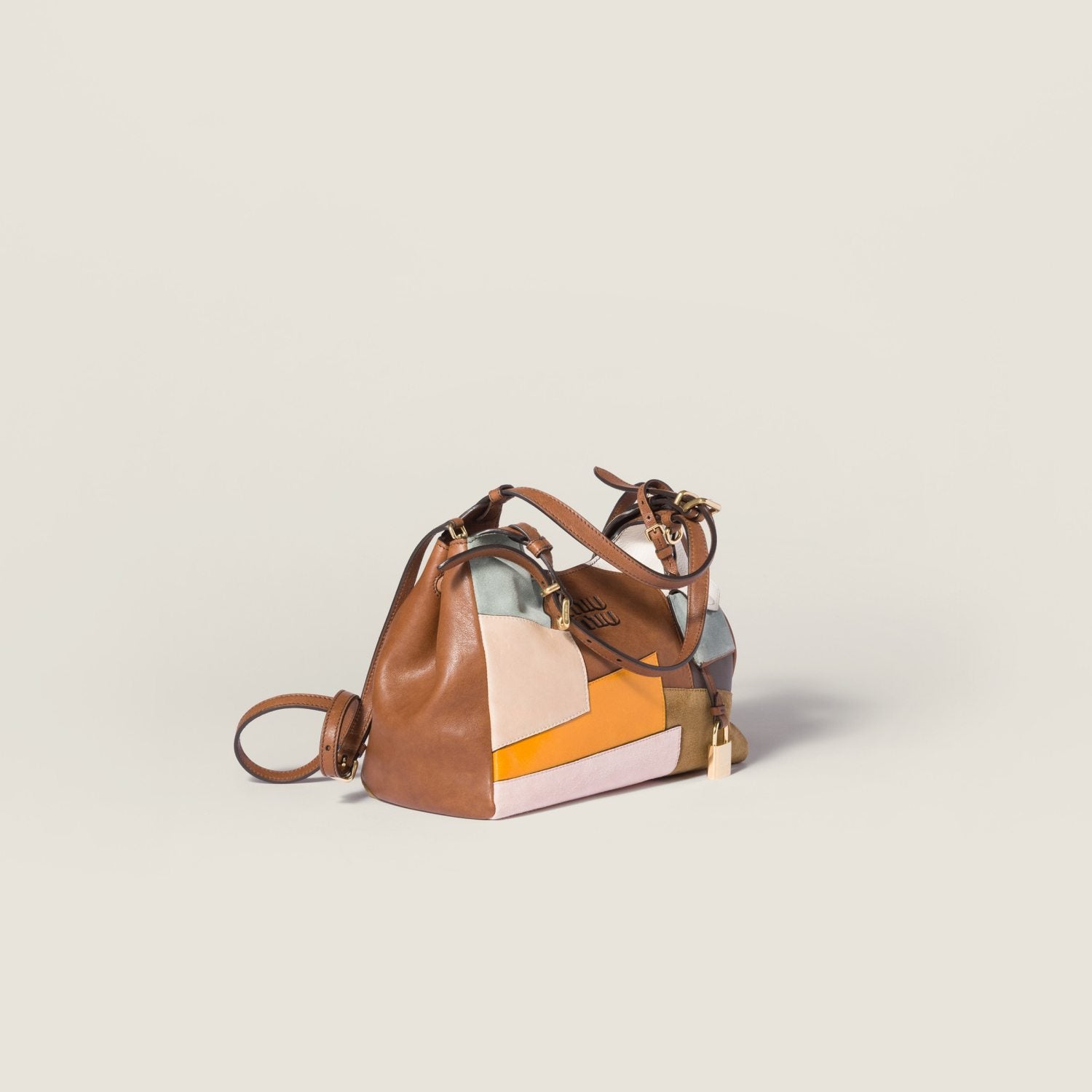 MiuMiu Patchwork Leather Bag Oak Brown Color Matching #333001