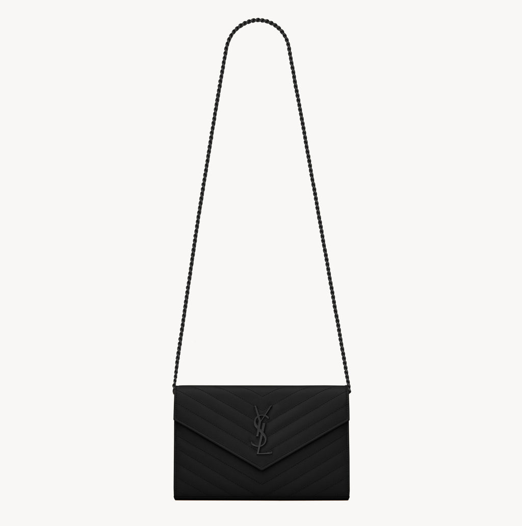 Saint Laurent Women's Classic Fashion Classic Cassandre Chain Wallet In Grain De Poudre Leather Logo Gold Chain Leather Shoulder Bag Crossbody Bag Bags Accessories 377828BOW021000 #78166