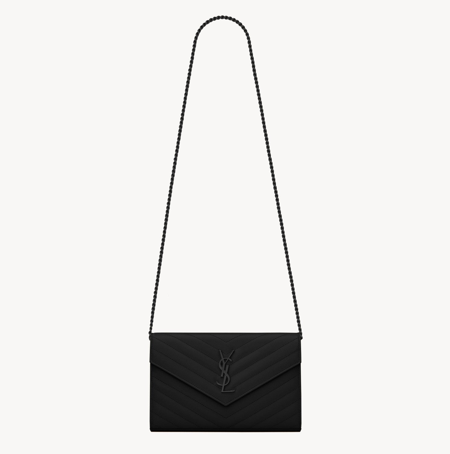 Saint Laurent Women's Classic Fashion Classic Cassandre Chain Wallet In Grain De Poudre Leather Logo Gold Chain Leather Shoulder Bag Crossbody Bag Bags Accessories 377828BOW021000 #78166