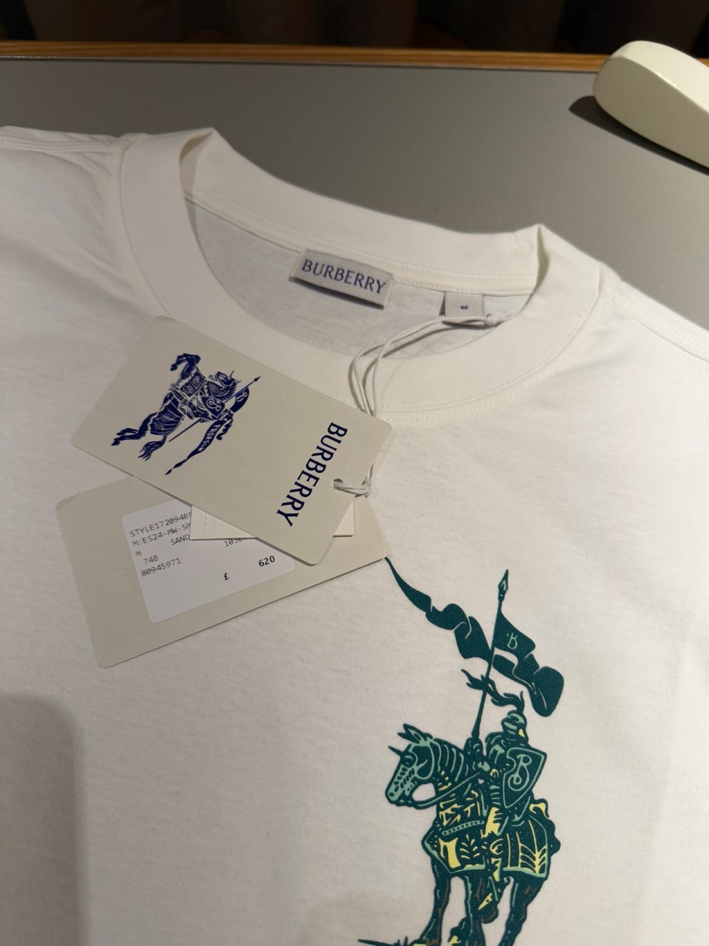 Burberry Men's Summer Knight Print Solid Color Cotton Round Neck Casual T-shirt #75516