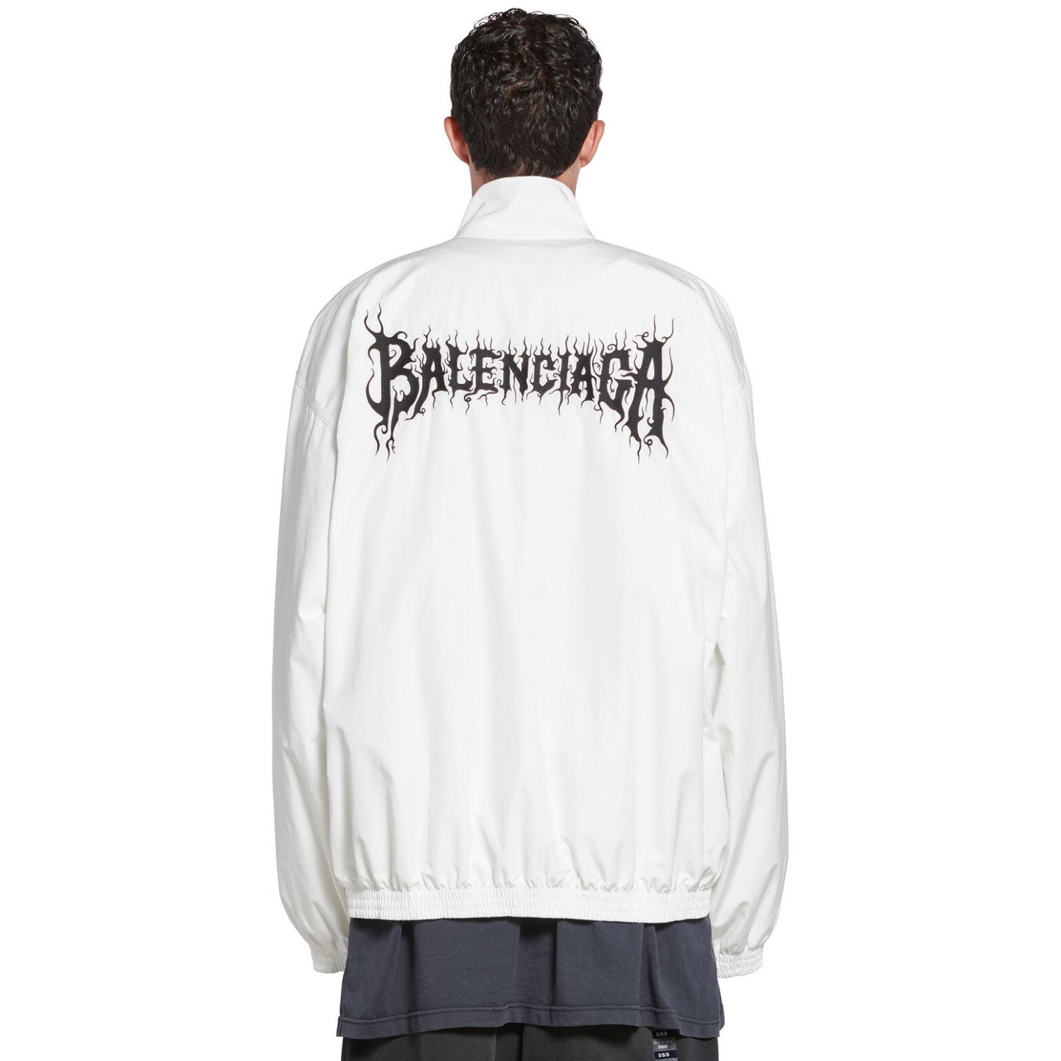 Balenciaga Men's And Women's Spring And Autumn Models Flame Letters Printing Solid Color High Collar Zipper Long Sleeve Jacket #98574