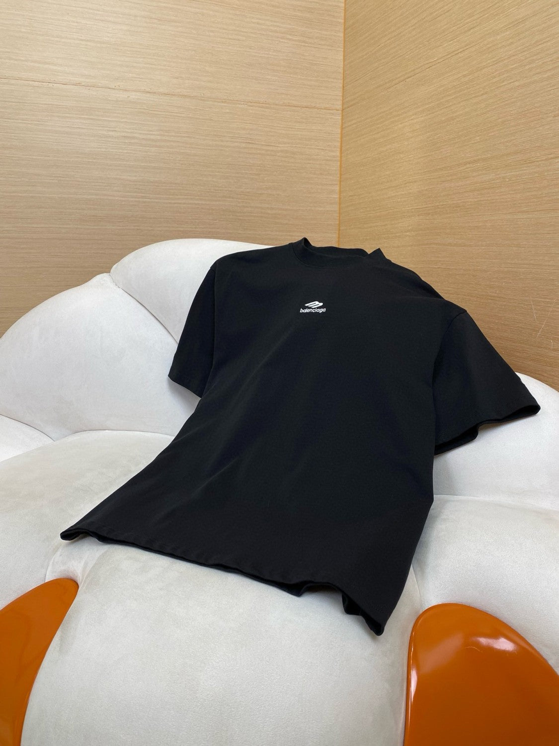 Balenciaga Men's And Women's Summer Solid Color Embroidered Logo Pattern Round Neck Cotton Short Sleeve T-shirt #74686
