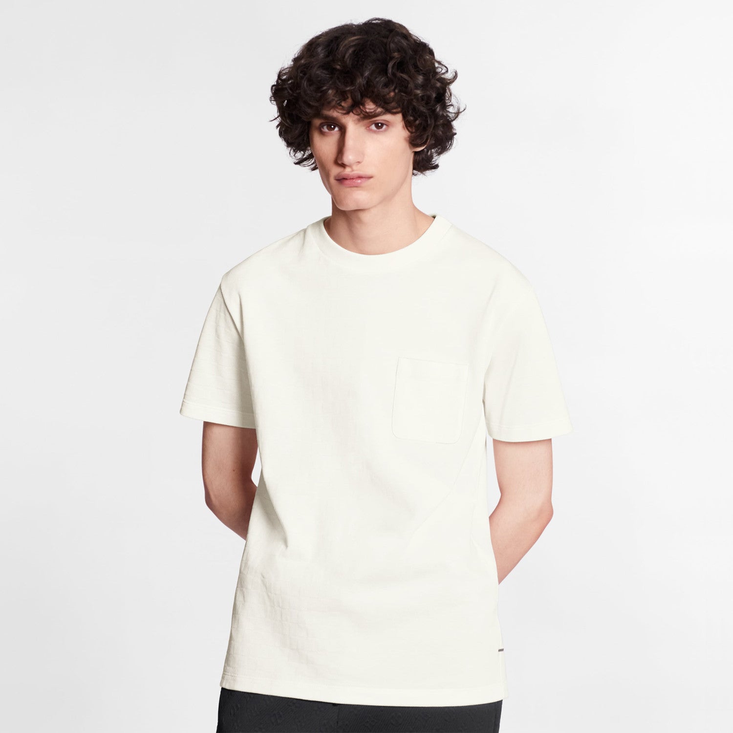 Louis Vuitton Men's Summer Solid Colour Round Neck Chest Strap Cotton Short Sleeve T-Shirt #97859