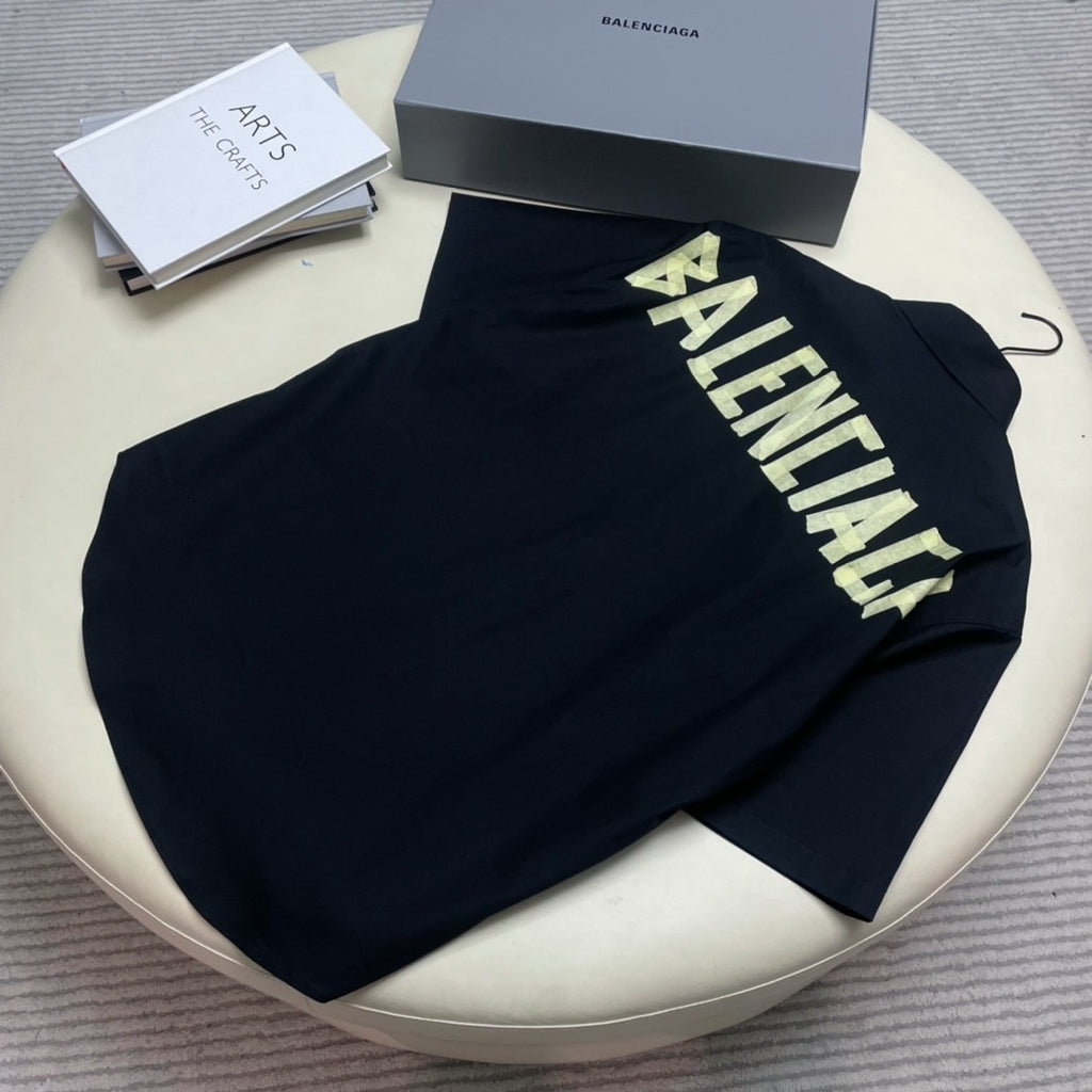 Balenciaga Summer Black Short Sleeve Letter Shirt #94145