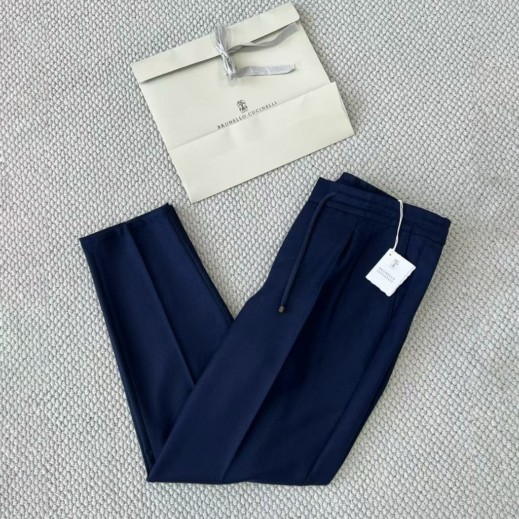 Brunello Cucinelli Men's Spring And Autumn Casual Drawstring Pants Fashion Trousers Loose Straight Comfortable Cotton Thin Trousers Ngvp #1469