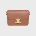 Celine Triomphe Medium Classic Premium Vintage-style Metallic Gold Logo Accent Leather Solid-colour Handbag Bag Lady Bags #196193