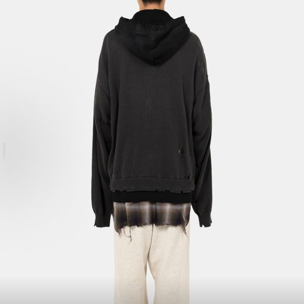 Maison Mihara Yasuhiro Spring/summer Fashion Casual Solid Color Hooded Zipper Embroidered Oversized Relaxed Patchwork Long Sleeve Knit Sweater Jacket #79498