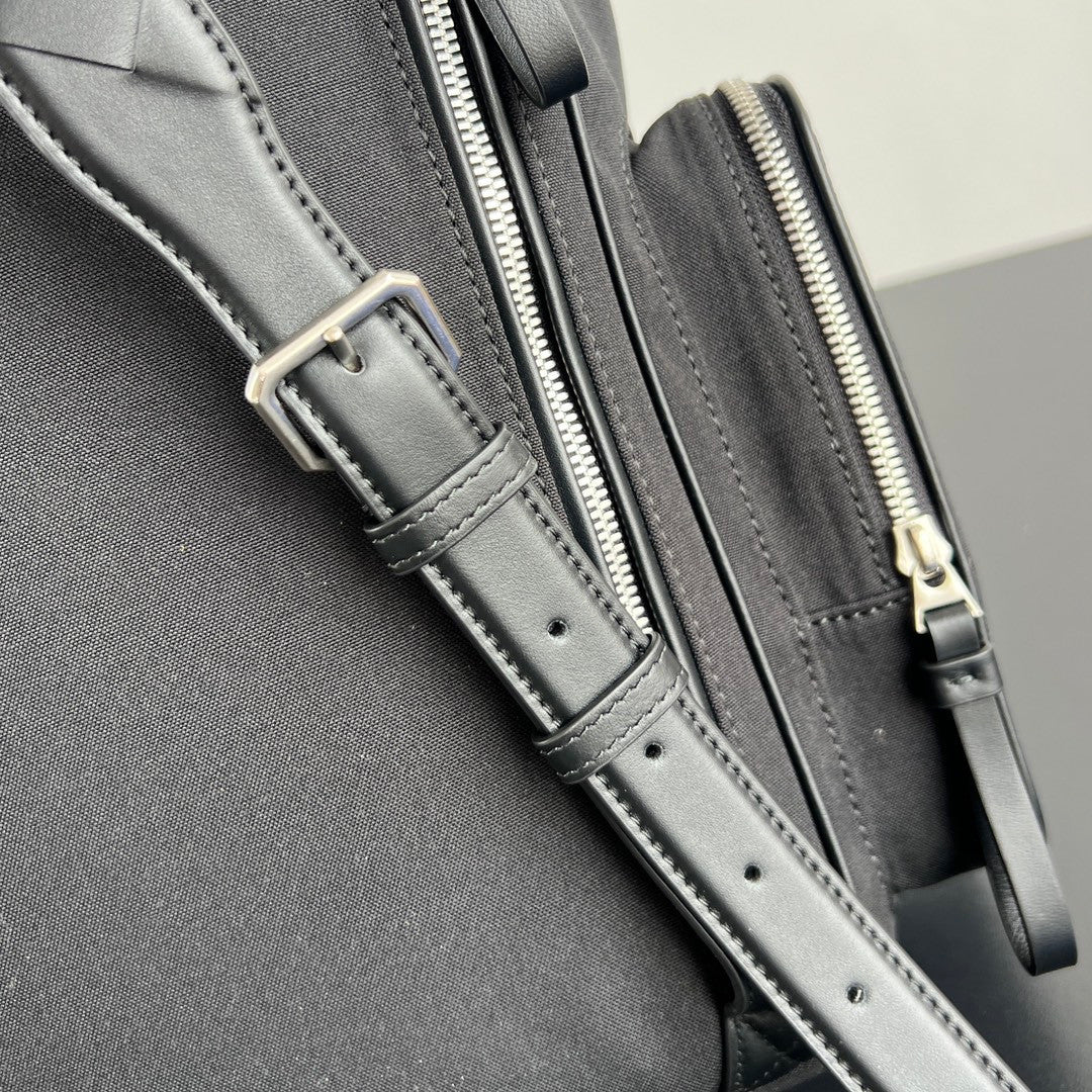 Bottega Veneta Crossroad Multi-Pocket Nylon Backpack Woven Leather Adjustable Straps #333014