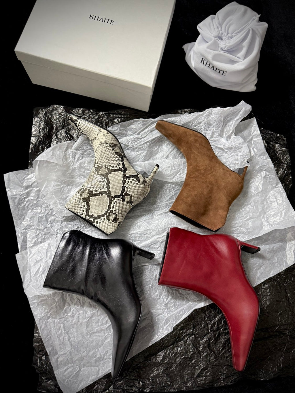 Khaite Ona Ankle Boot  Women's Fashionable Autumn/winter Mid-calf Boots Stylish Fashionable And Sexy Snake-print Short Shoes #2171
